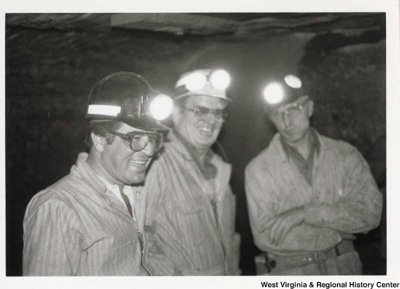 Congressman Nick Rahall inside of Old Ben Coal Mine with Two Unidentified Coal Miners